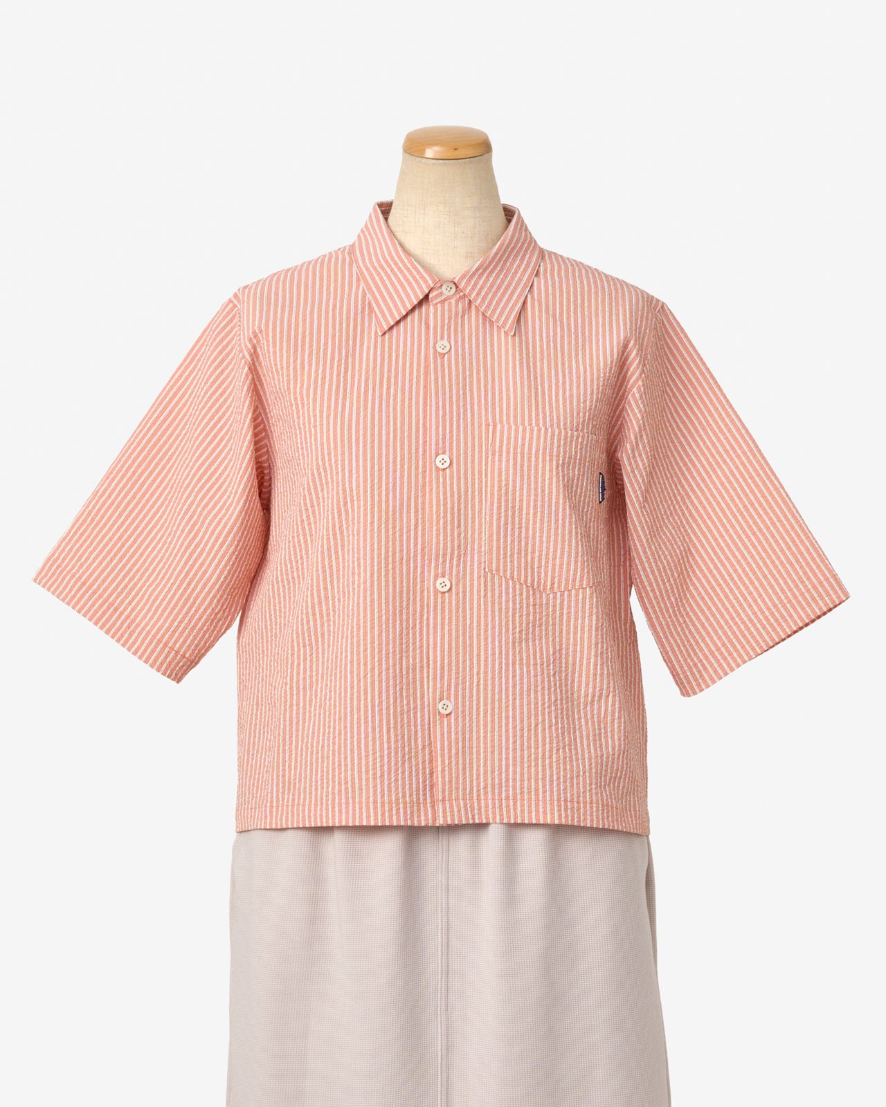[L's]THREE QUARTER SLEEVE SHIRT SEERSUCKER STRIPE/スリークオータースリーブシャツ シアサッカーストライプ