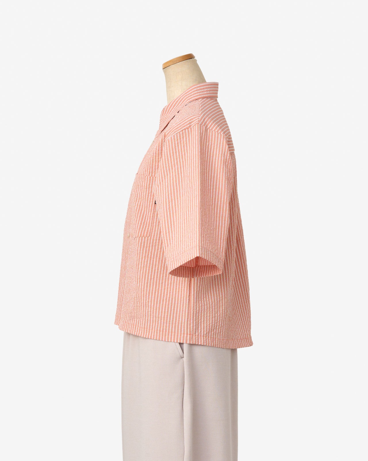 [L's]THREE QUARTER SLEEVE SHIRT SEERSUCKER STRIPE/スリークオータースリーブシャツ シアサッカーストライプ