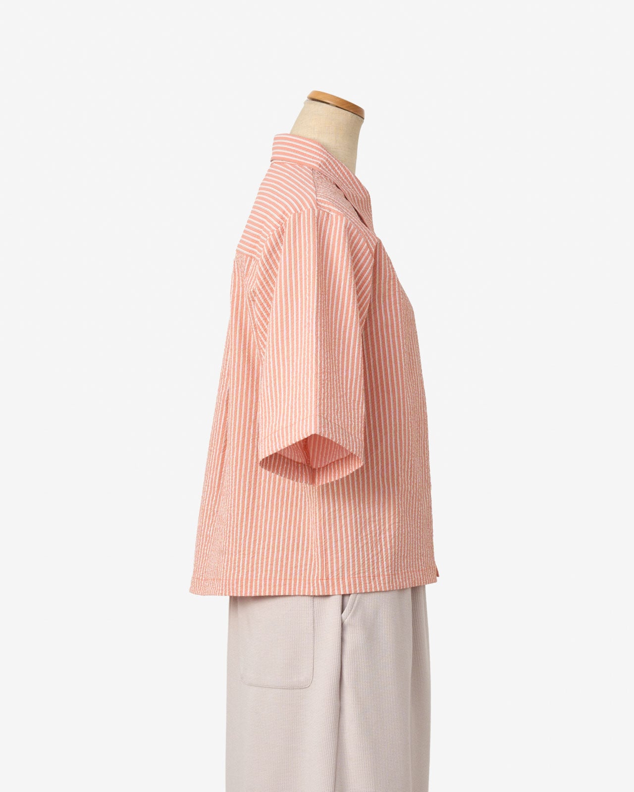 [L's]THREE QUARTER SLEEVE SHIRT SEERSUCKER STRIPE/スリークオータースリーブシャツ シアサッカーストライプ