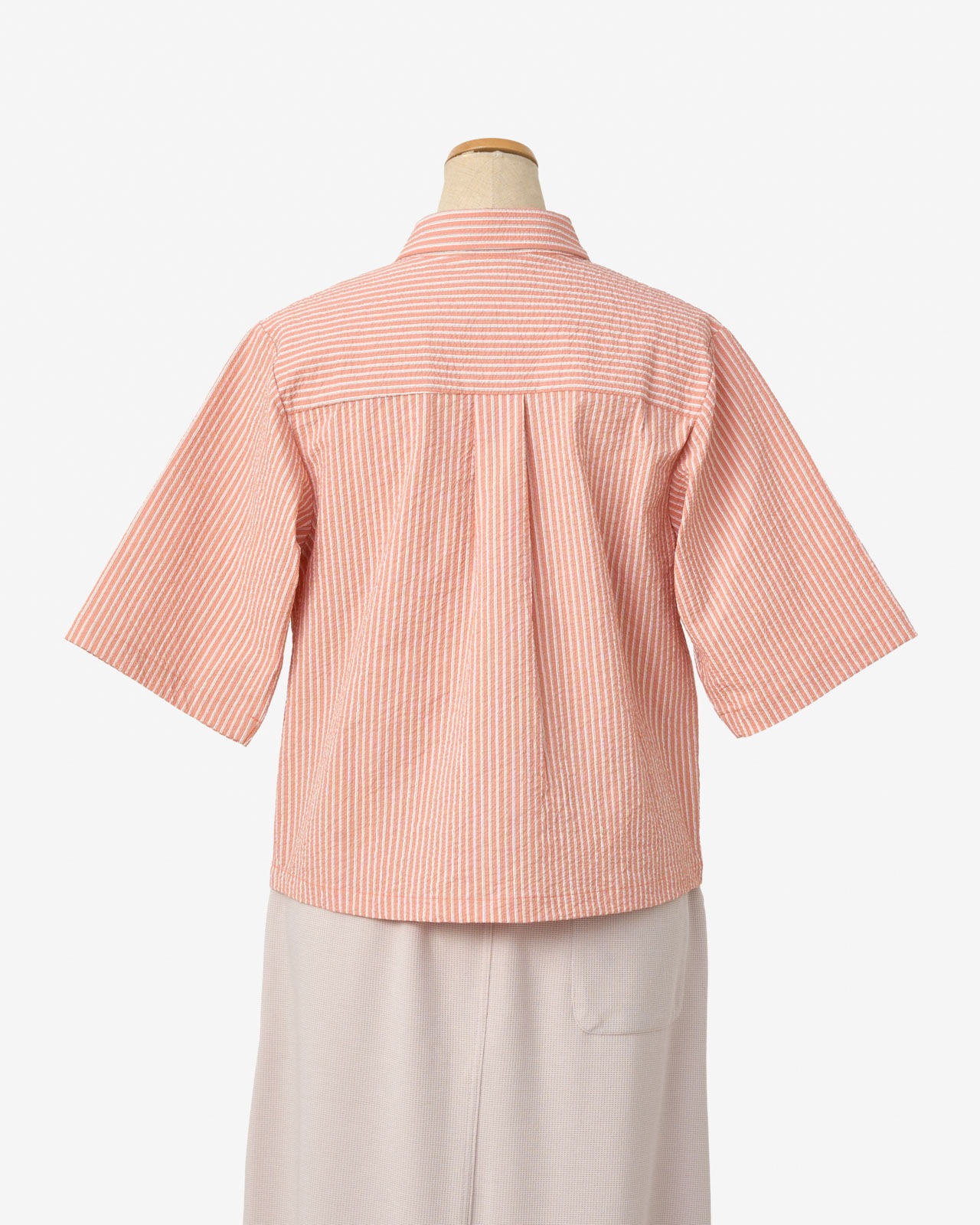 L's]THREE QUARTER SLEEVE SHIRT SEERSUCKER STRIPE/スリークオーター