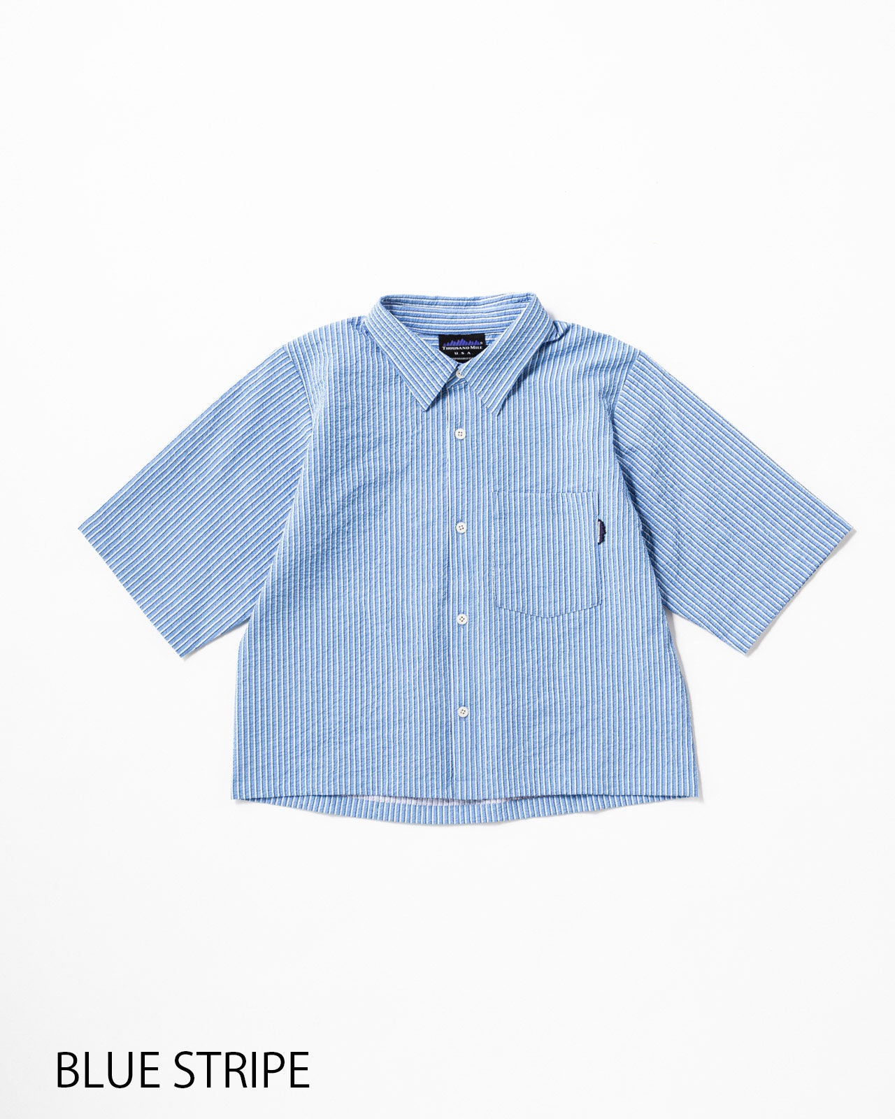 L's]THREE QUARTER SLEEVE SHIRT SEERSUCKER STRIPE/スリークオーター