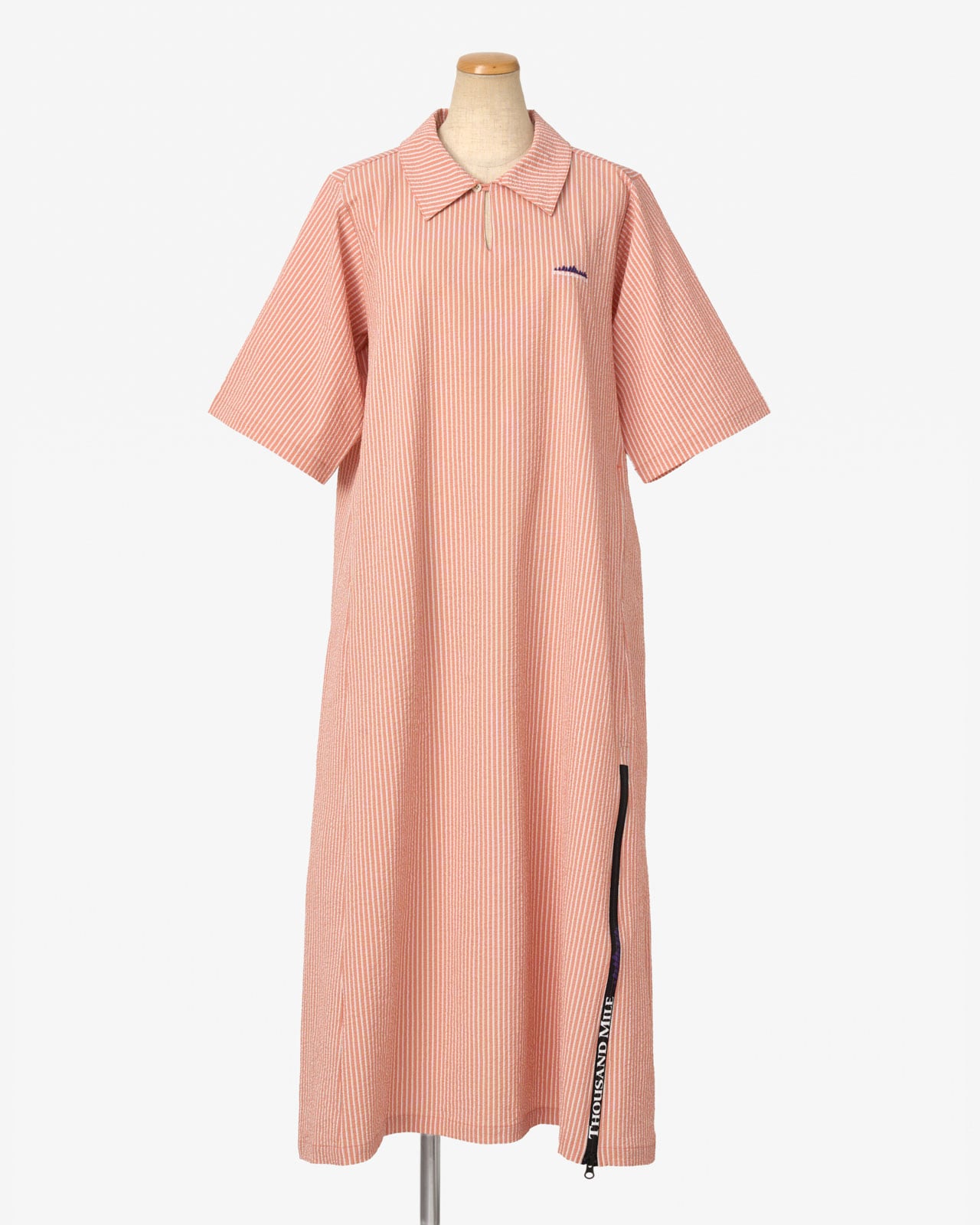 [L's]SHORT SLEEVE SKIPPER OP SEERSUCKER STRIPE/ショートスリーブスキッパーワンピース シアサッカーストライプ