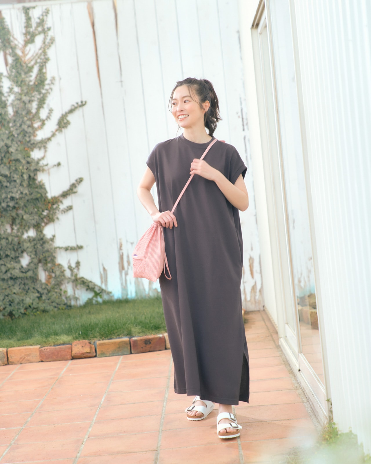 [L's]FRENCH SLEEVE OP T/C JERSEY/フレンチスリーブワンピース