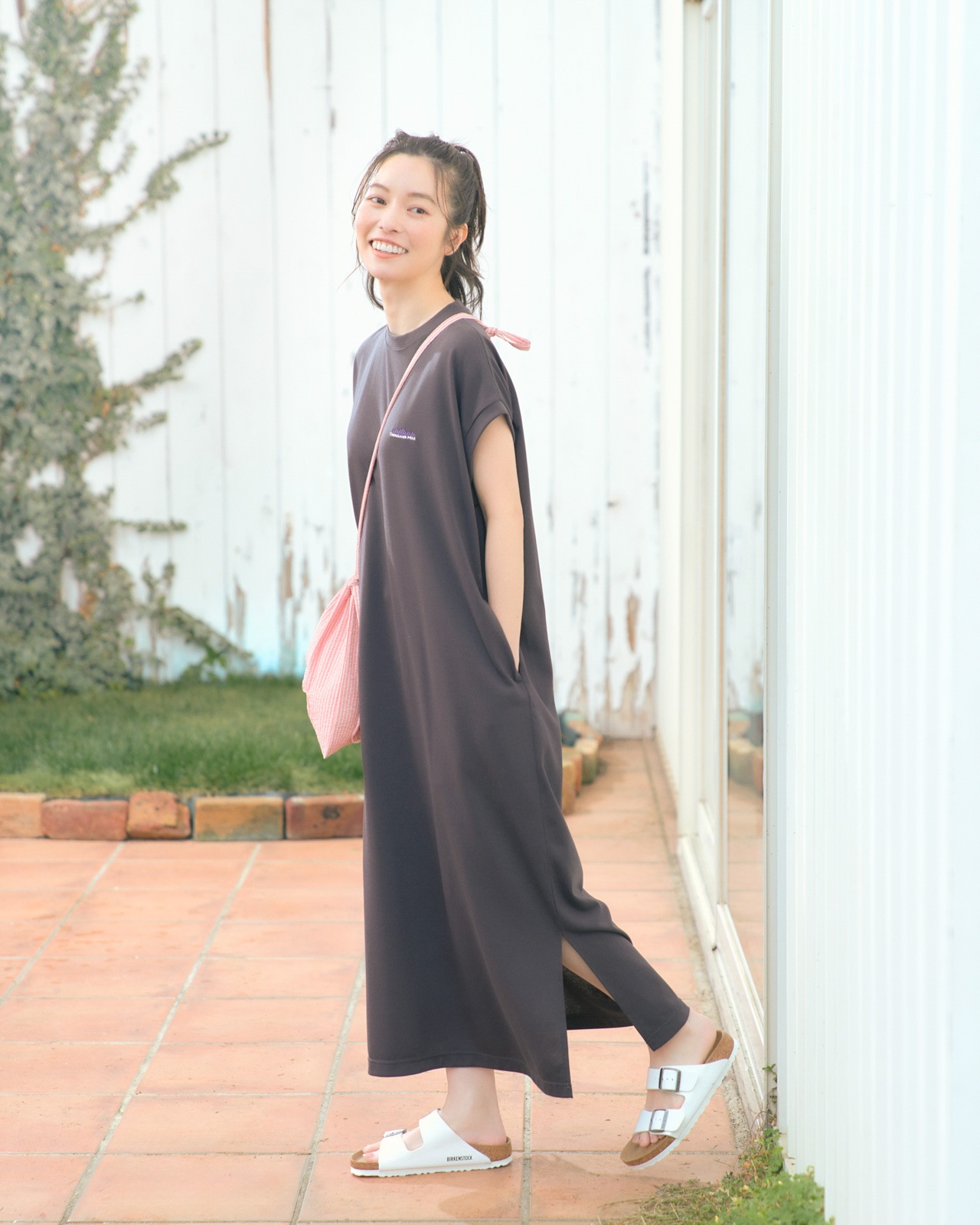 [L's]FRENCH SLEEVE OP T/C JERSEY/フレンチスリーブワンピース