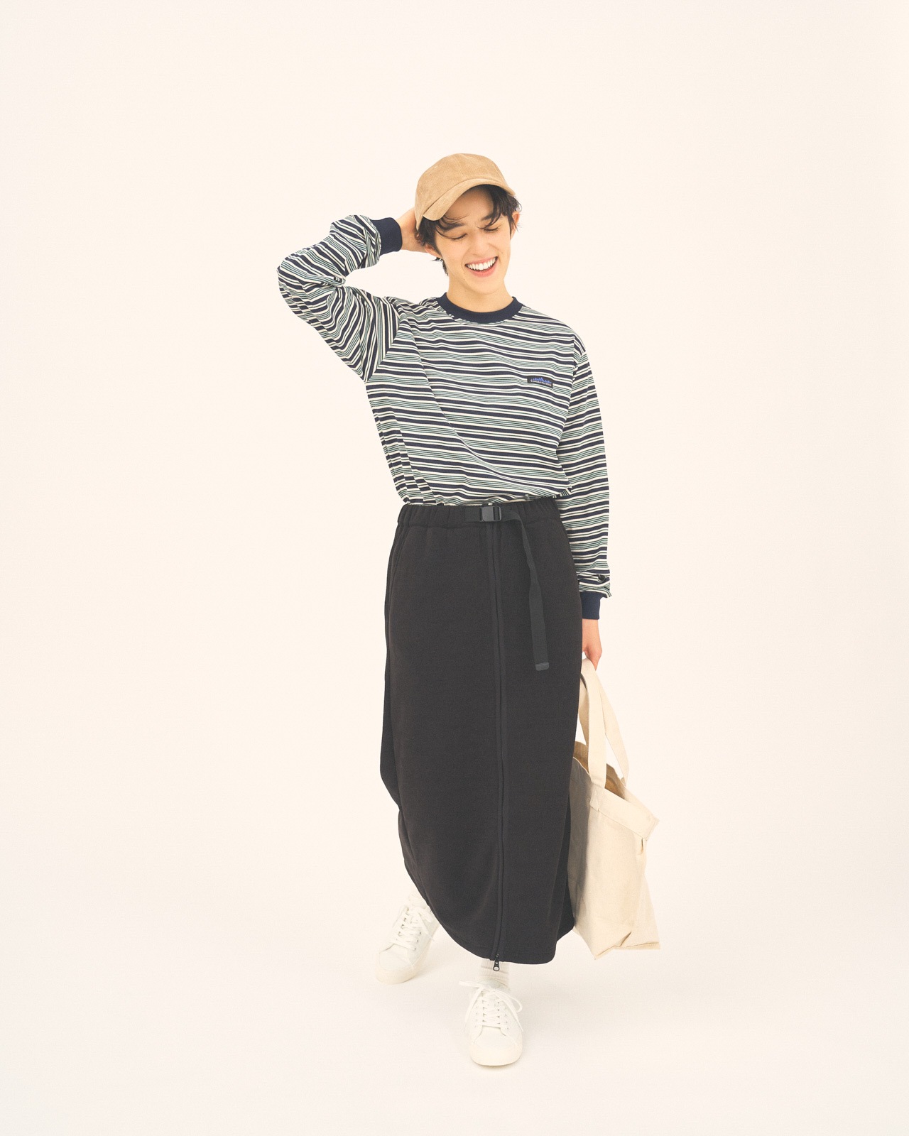 【L's】KNIT FLEECE FRONT ZIP SKIRT/ニットフリースフロントジップスカート