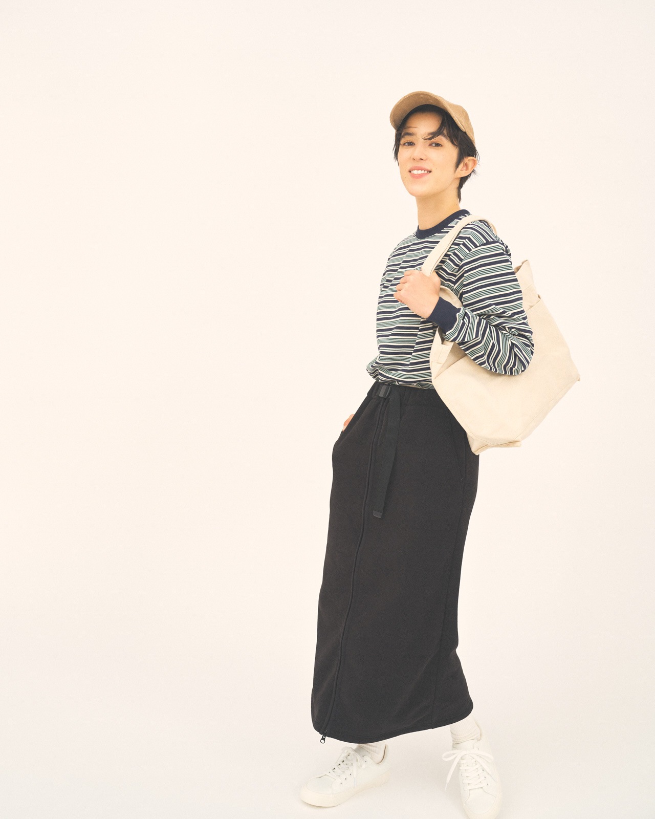 【L's】KNIT FLEECE FRONT ZIP SKIRT/ニットフリースフロントジップスカート