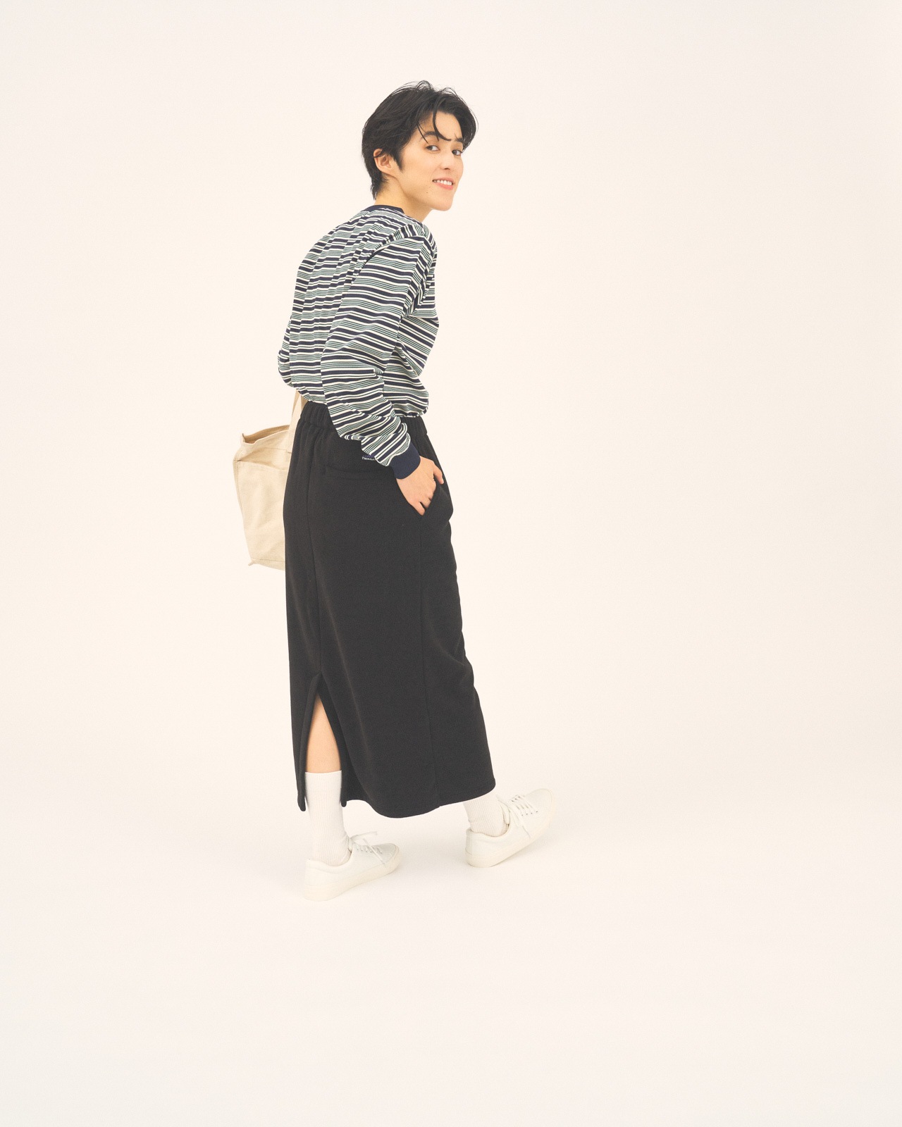 【L's】KNIT FLEECE FRONT ZIP SKIRT/ニットフリースフロントジップスカート