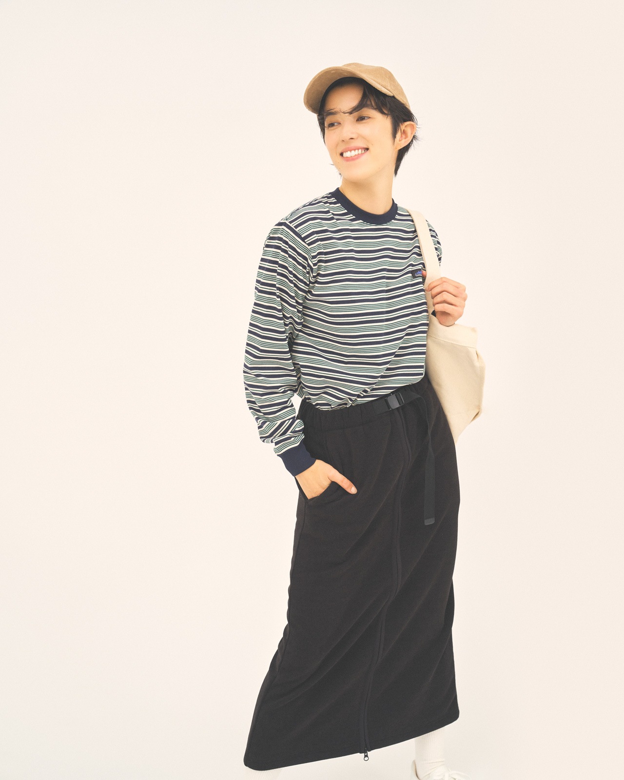 【L's】KNIT FLEECE FRONT ZIP SKIRT/ニットフリースフロントジップスカート