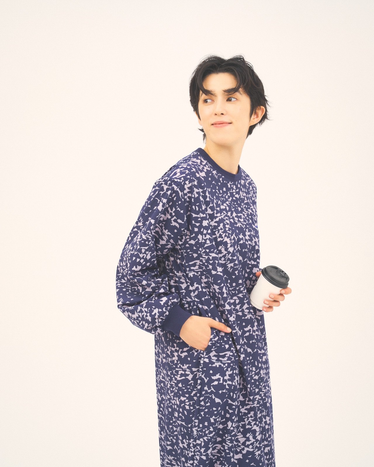 L's】LONG SLEEVE OP (PRINT)NYLON・POLYURETHANE/ロングスリーブ