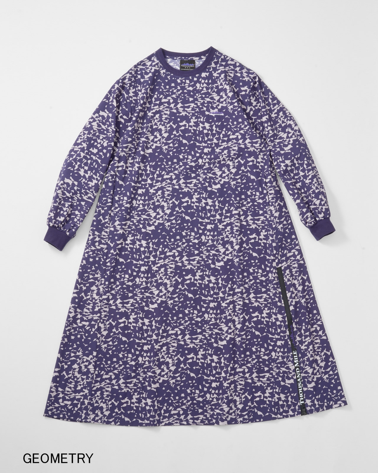 【L's】LONG SLEEVE OP (PRINT)NYLON・POLYURETHANE/ロングスリーブワンピース プリント ナイロン・ポリウレタン