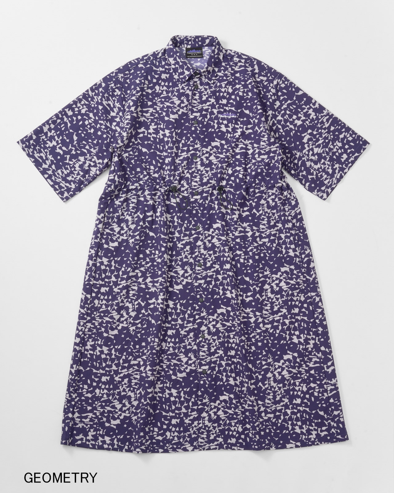 【L's】3/4 SLEEVE SNAP OP (PRINT)NYLON・POLYURETHANE/スリーブスナップワンピースプリント ナイロン・ポリウレタン