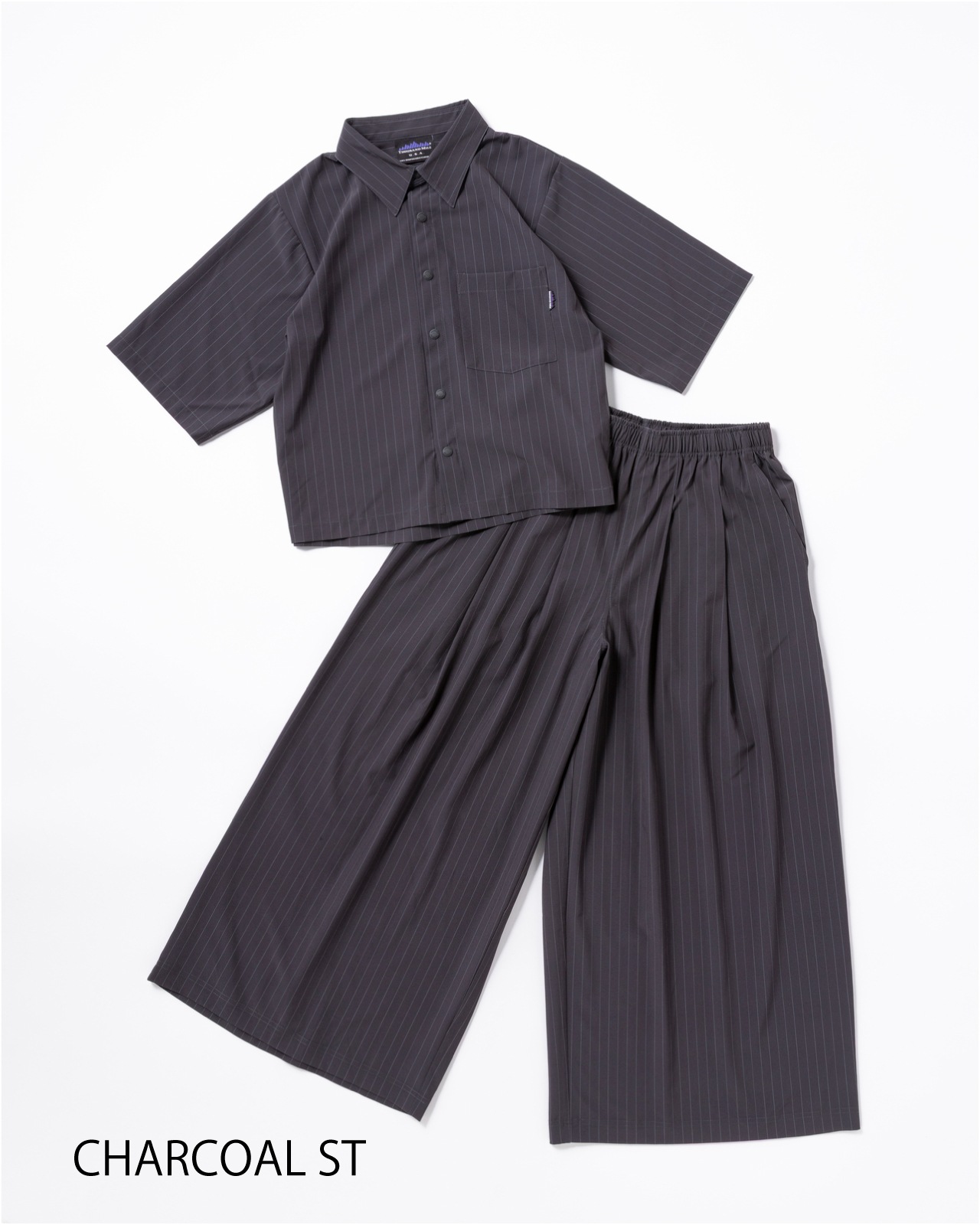 【L's】SHORT SLEEVE SHIRT & LONG PANTS SET T/PU(PRINT)/ショートスリーブシャツ＆ロングパンツ セット ストライププリント