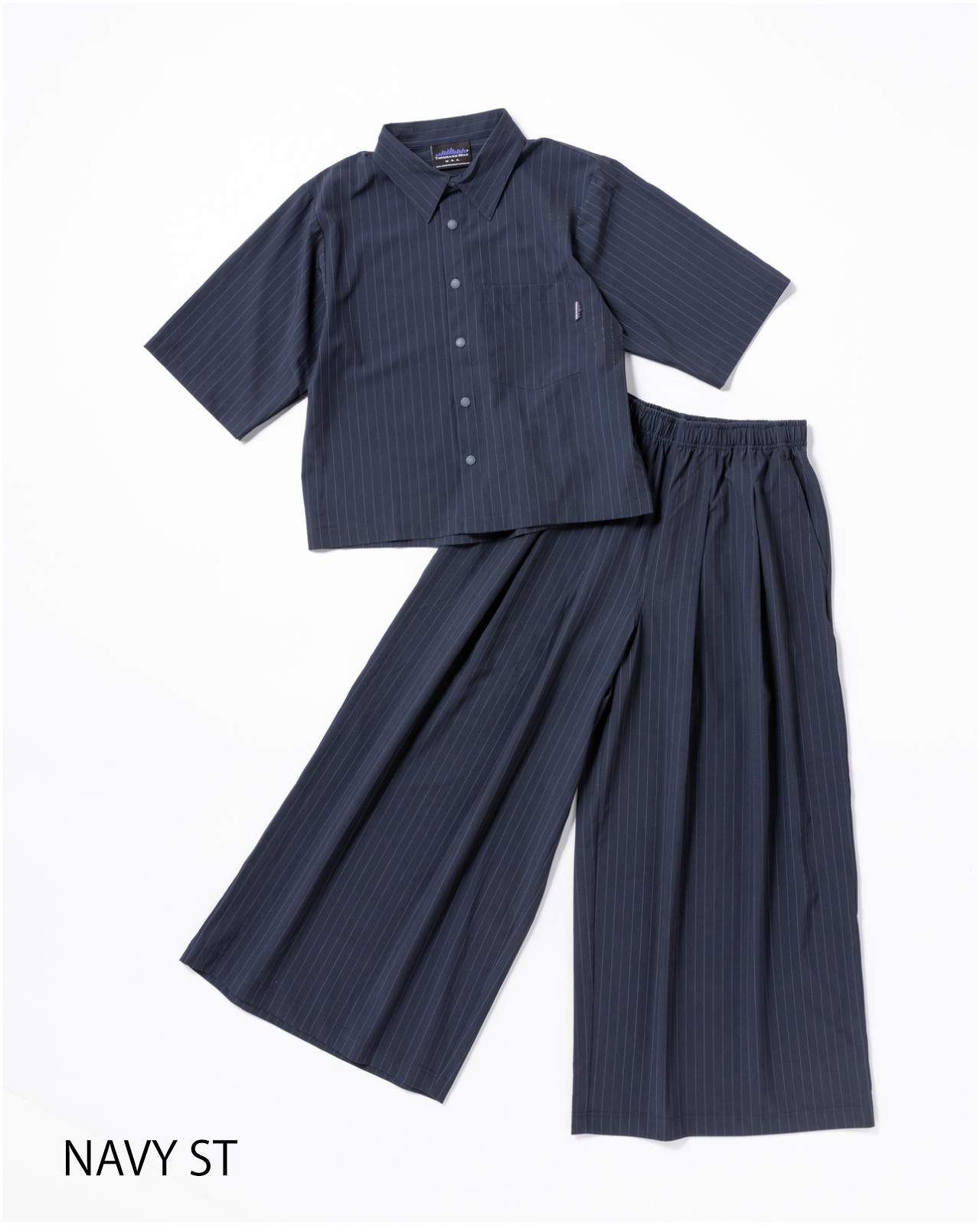 【L's】SHORT SLEEVE SHIRT & LONG PANTS SET T/PU(PRINT)/ショートスリーブシャツ＆ロングパンツ セット ストライププリント
