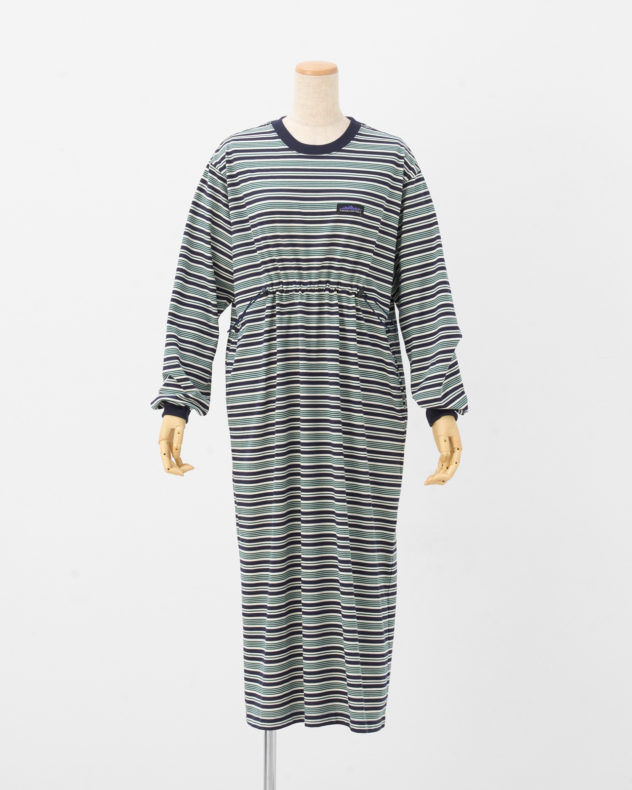 【L's】LONG SLEEVE DRAWCORD OP BORDER/ロングスリーブドローコードワンピースボーダー