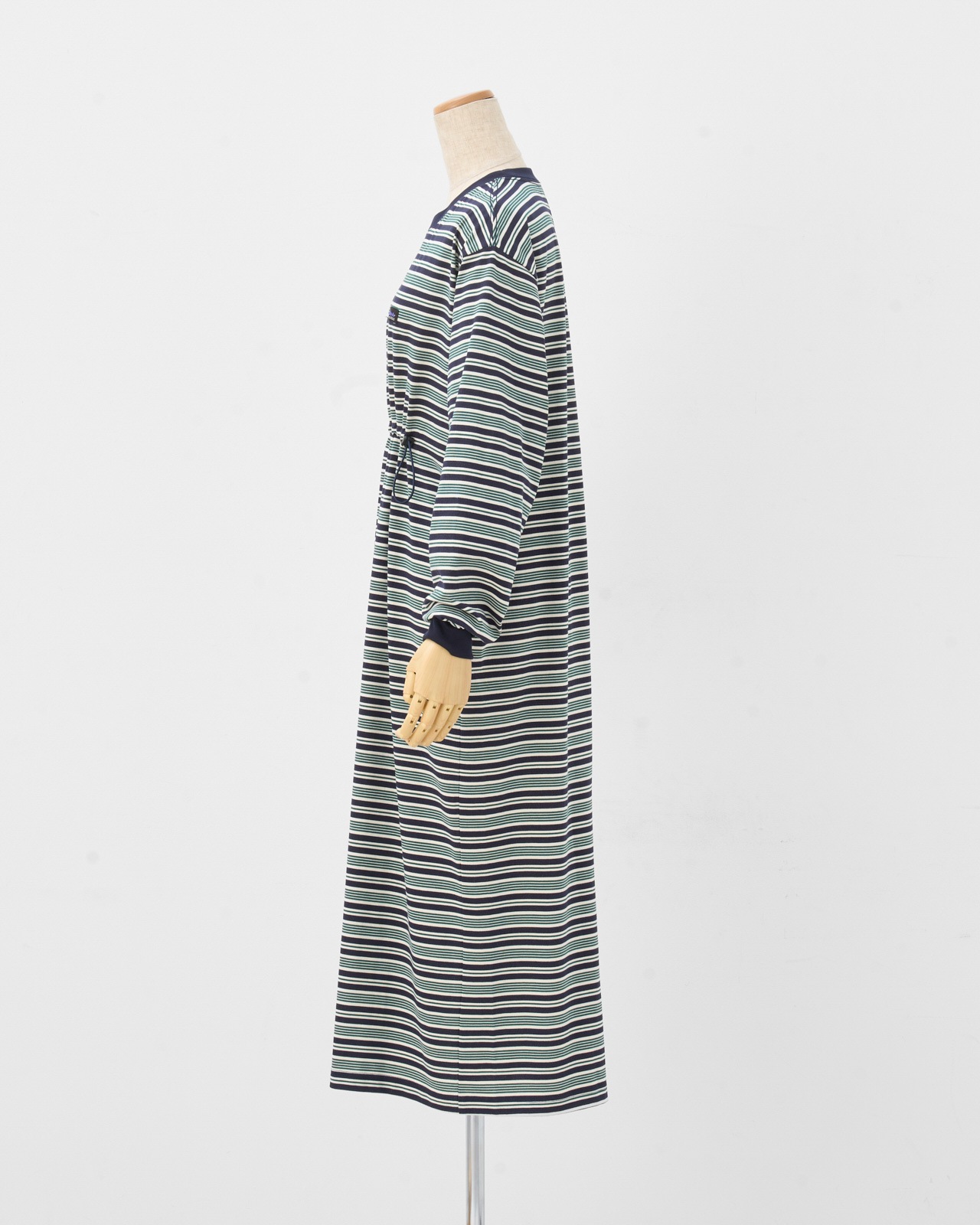 【L's】LONG SLEEVE DRAWCORD OP BORDER/ロングスリーブドローコードワンピースボーダー