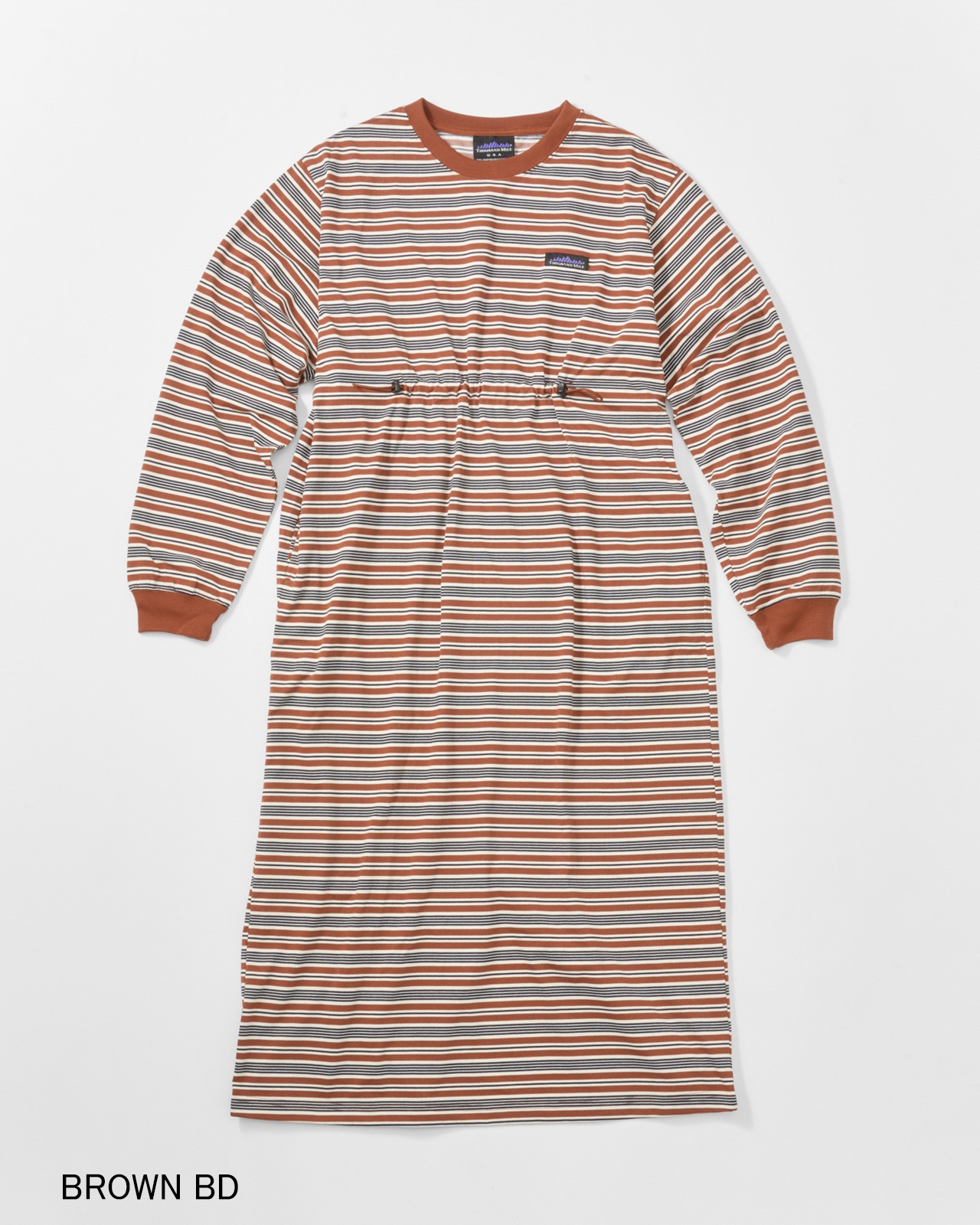 【L's】LONG SLEEVE DRAWCORD OP BORDER/ロングスリーブドローコードワンピースボーダー