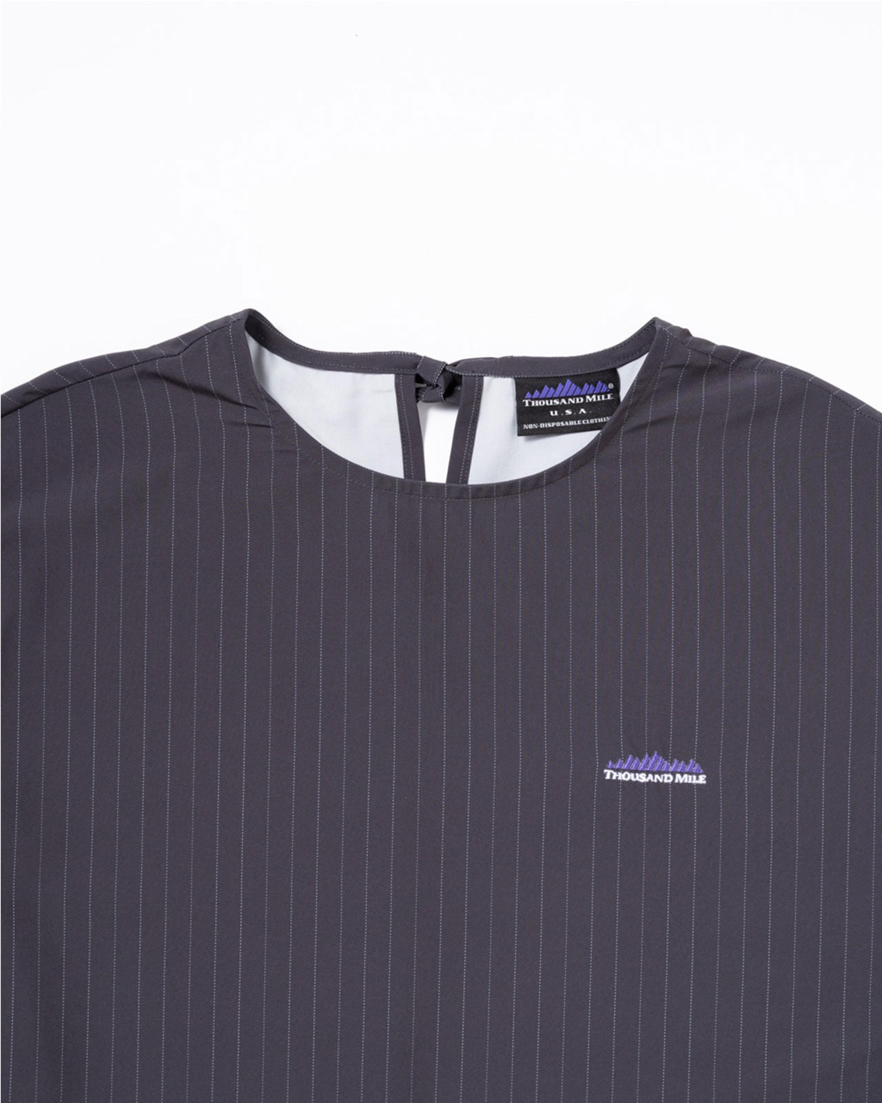 【L's】FRENCH SLEEVE OP T/PU(PRINT)/フレンチスリーブワンピース ストライププリント