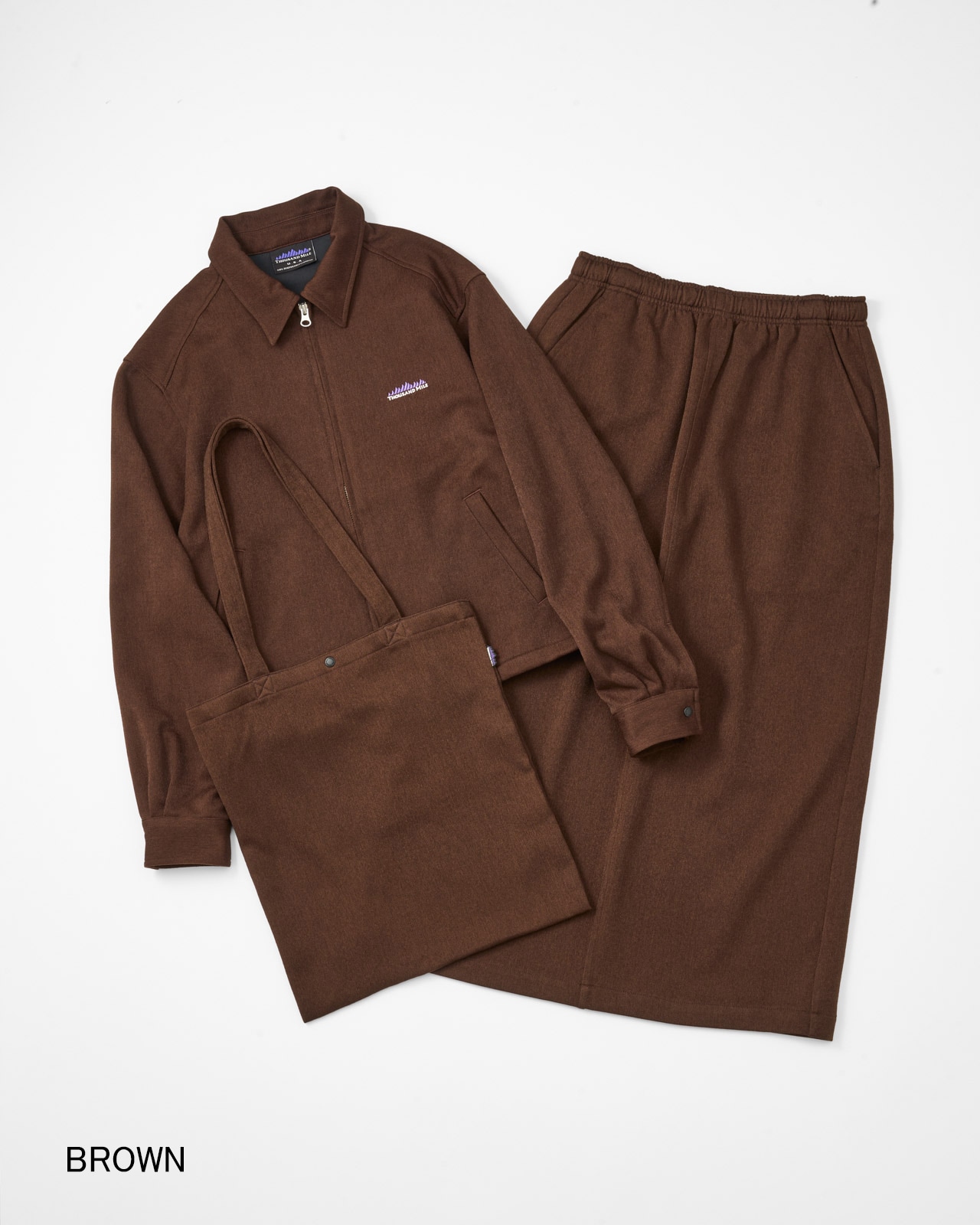 L's】ZIP BLOUSON＆SKIRT＆BAG SET UP WOOL LIKE/ジップブルゾン