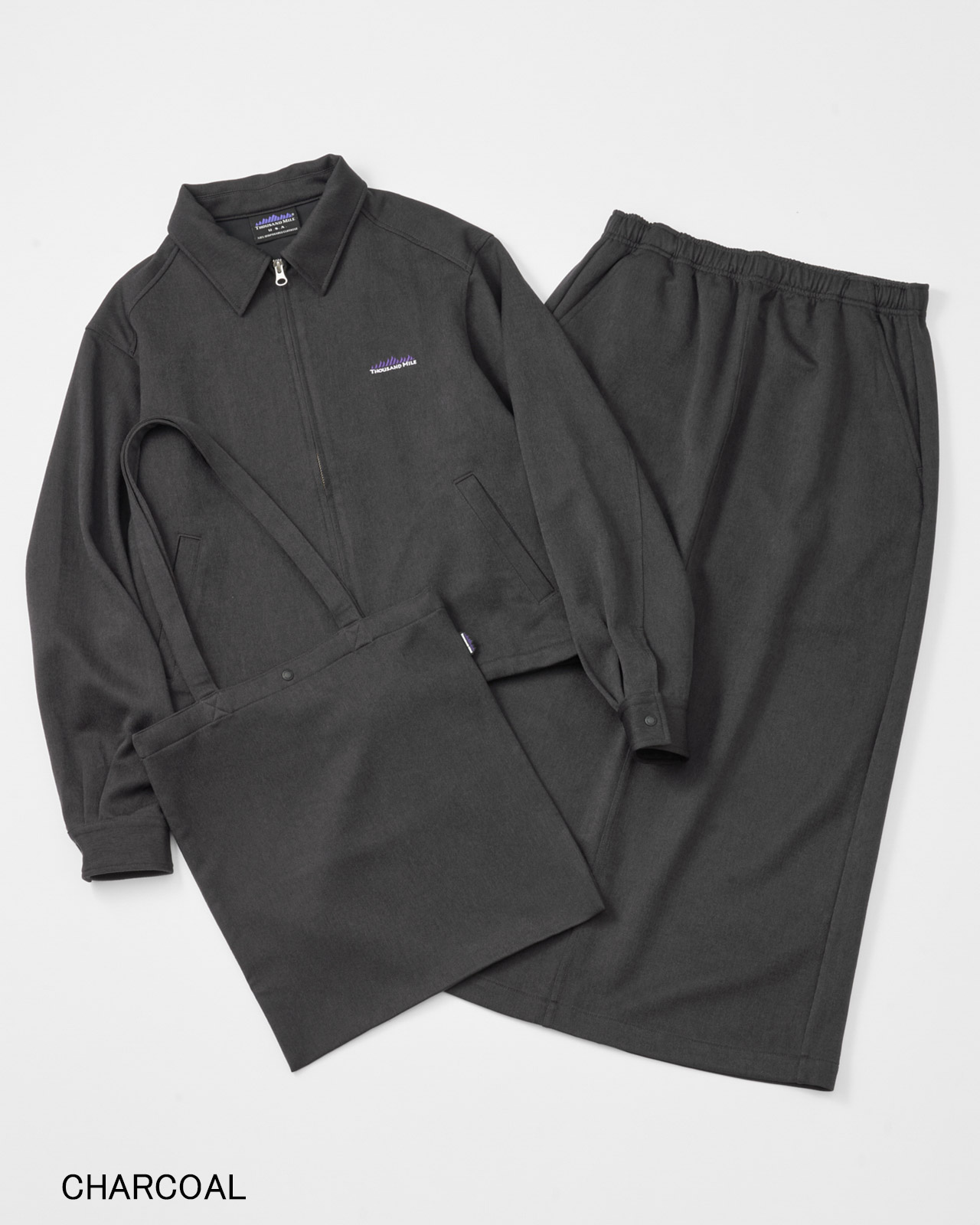 【L's】ZIP BLOUSON＆SKIRT＆BAG SET UP　WOOL LIKE/ジップブルゾン＆スカート＆バッグセットアップ ウールライク