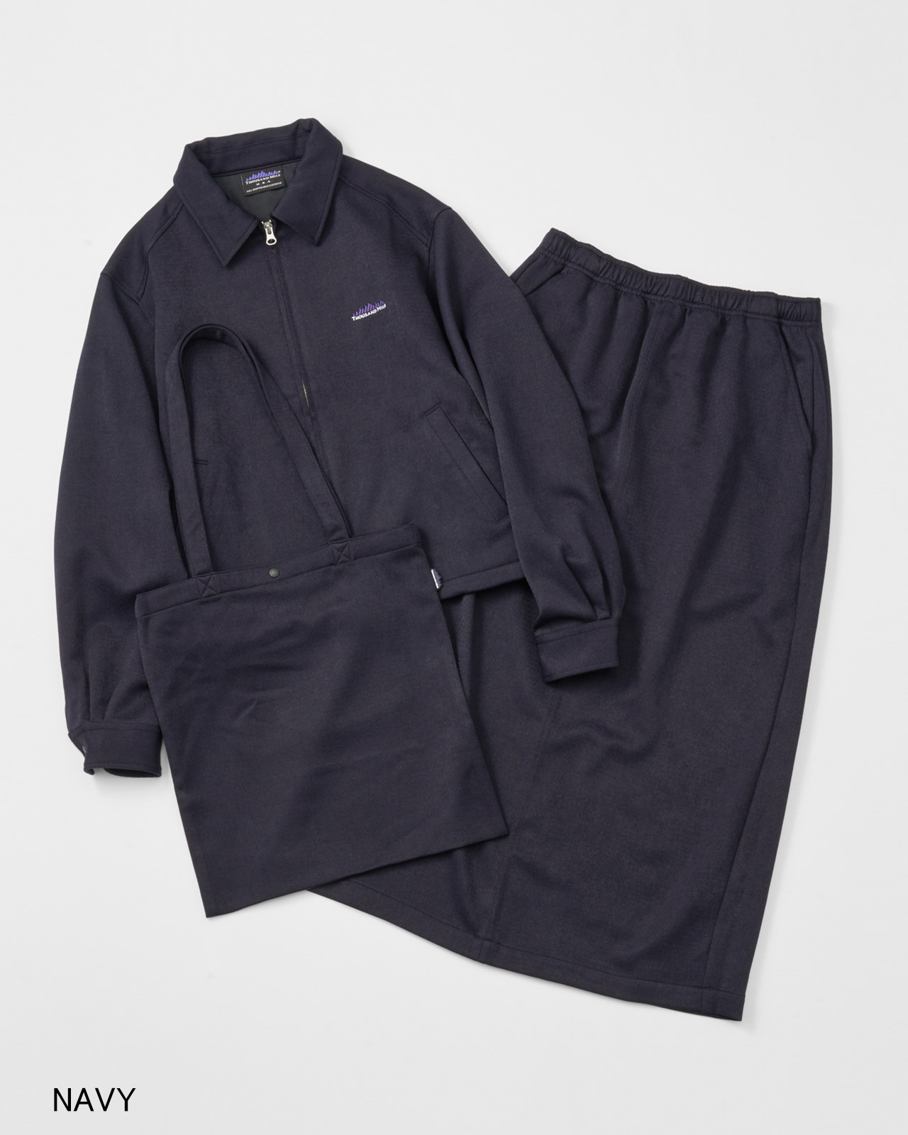 【L's】ZIP BLOUSON＆SKIRT＆BAG SET UP　WOOL LIKE/ジップブルゾン＆スカート＆バッグセットアップ ウールライク