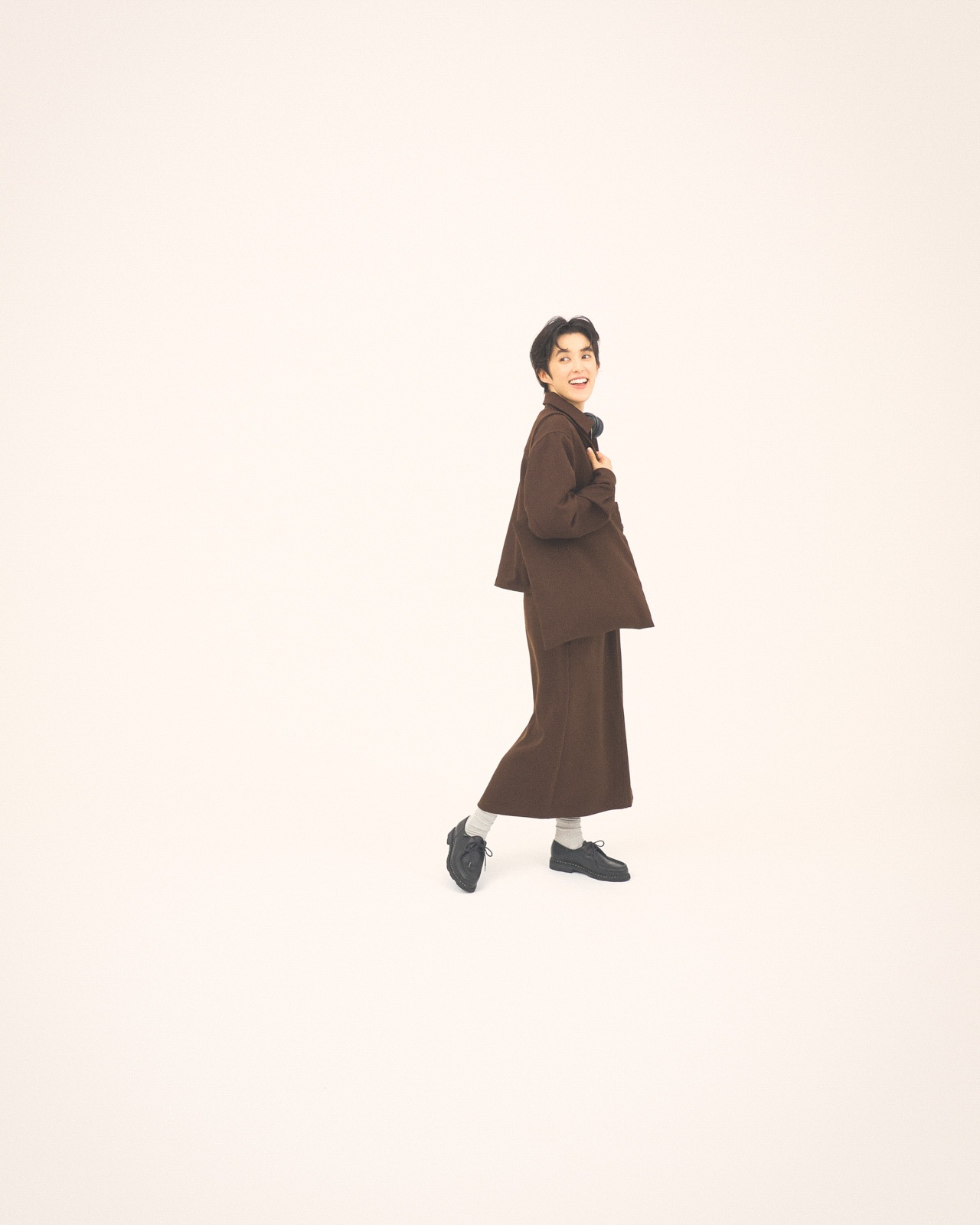 【L's】ZIP BLOUSON＆SKIRT＆BAG SET UP　WOOL LIKE/ジップブルゾン＆スカート＆バッグセットアップ ウールライク