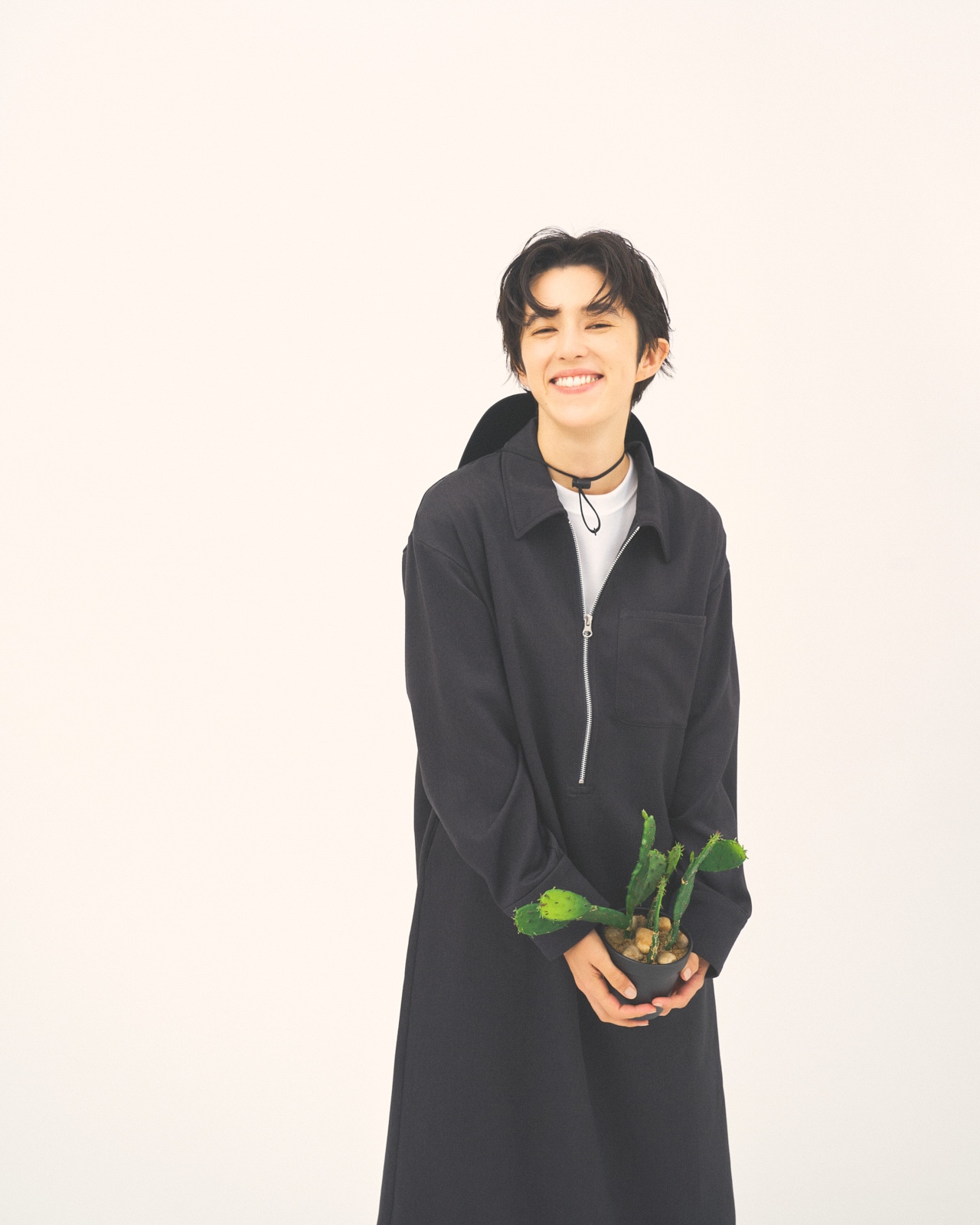 L's】HALF ZIP OP WOOL LIKE/ハーフジップワンピースウール