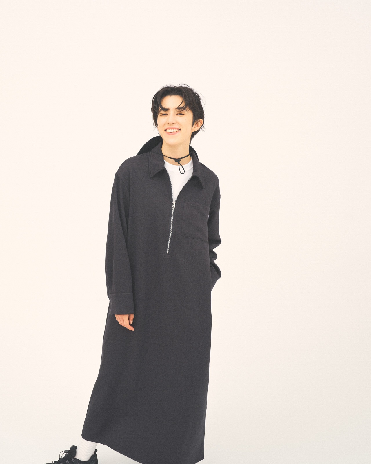 CPG＊ハーフジップワンピース L's】HALF ZIP OP WOOL LIKE/ハーフジップワンピースウール