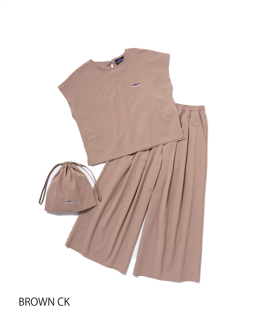 [L's]FRENCH SLEEVE SHIRT & LONG PANTS SET HIGH AIR PERMEABILITY CHECK/フレンチスリーブシャツ＆ロングパンツセット