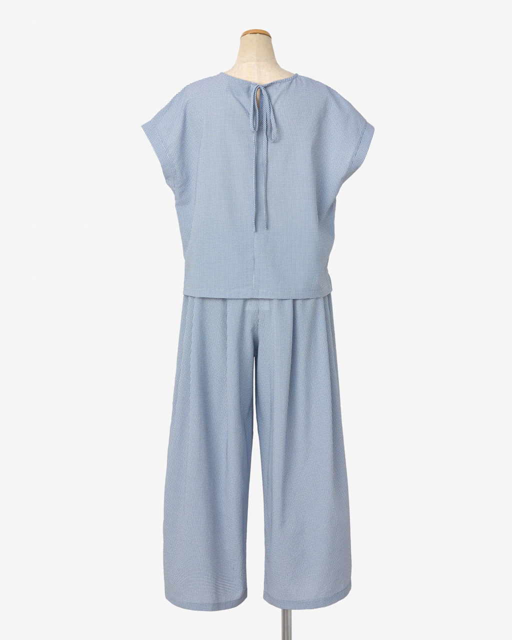 [L's]FRENCH SLEEVE SHIRT & LONG PANTS SET HIGH AIR PERMEABILITY CHECK/フレンチスリーブシャツ＆ロングパンツセット