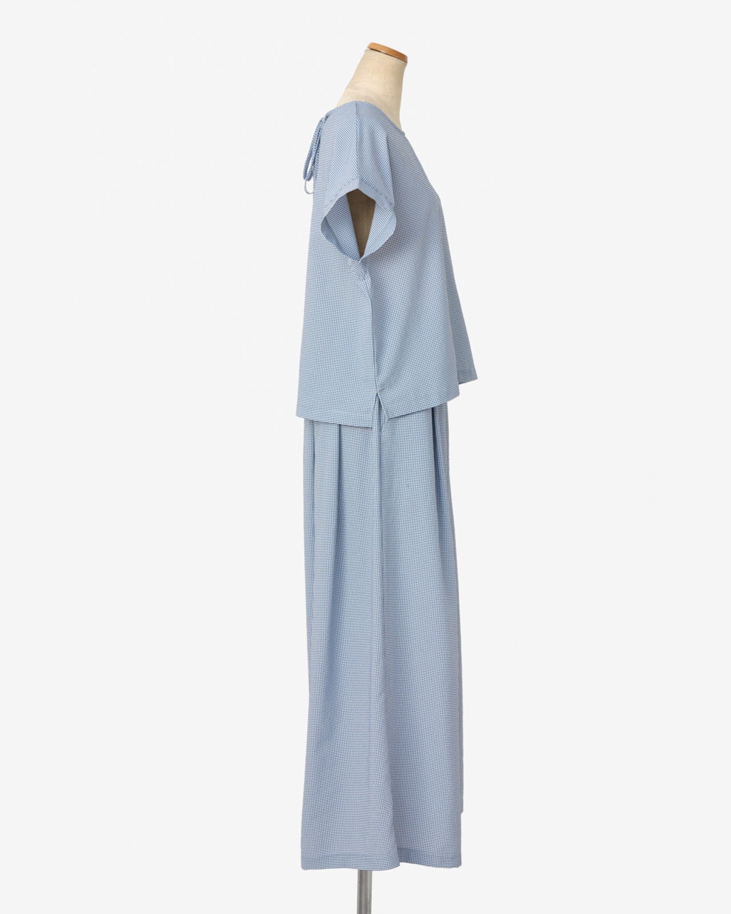 [L's]FRENCH SLEEVE SHIRT & LONG PANTS SET HIGH AIR PERMEABILITY CHECK/フレンチスリーブシャツ＆ロングパンツセット