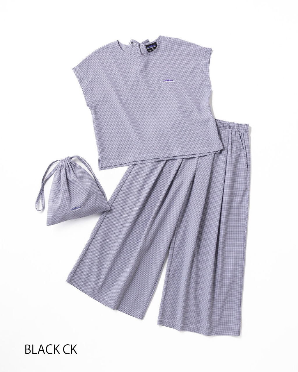 [L's]FRENCH SLEEVE SHIRT & LONG PANTS SET HIGH AIR PERMEABILITY CHECK/フレンチスリーブシャツ＆ロングパンツセット