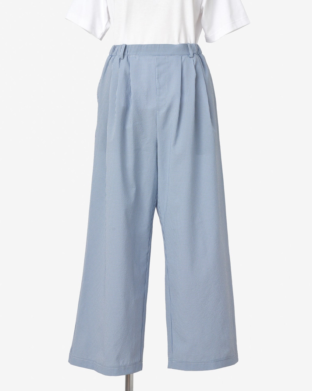 L's]LONG WIDE PANTS HIGH AIR PERMEABILITY CHECK/ロングワイドパンツ