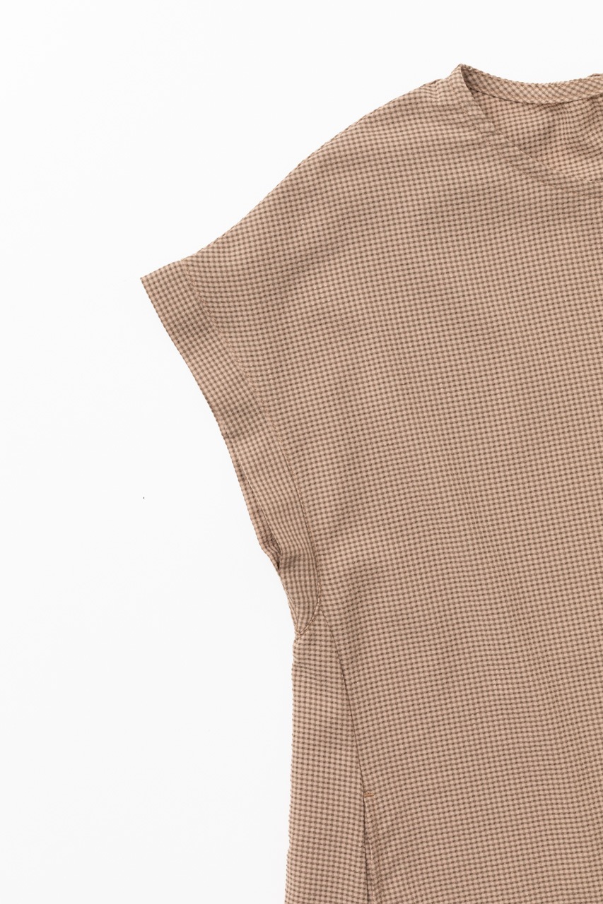 [L's]FRENCH SLEEVE OP HIGH AIR PERMEABILITY CHECK/フレンチスリーブ ワンピース