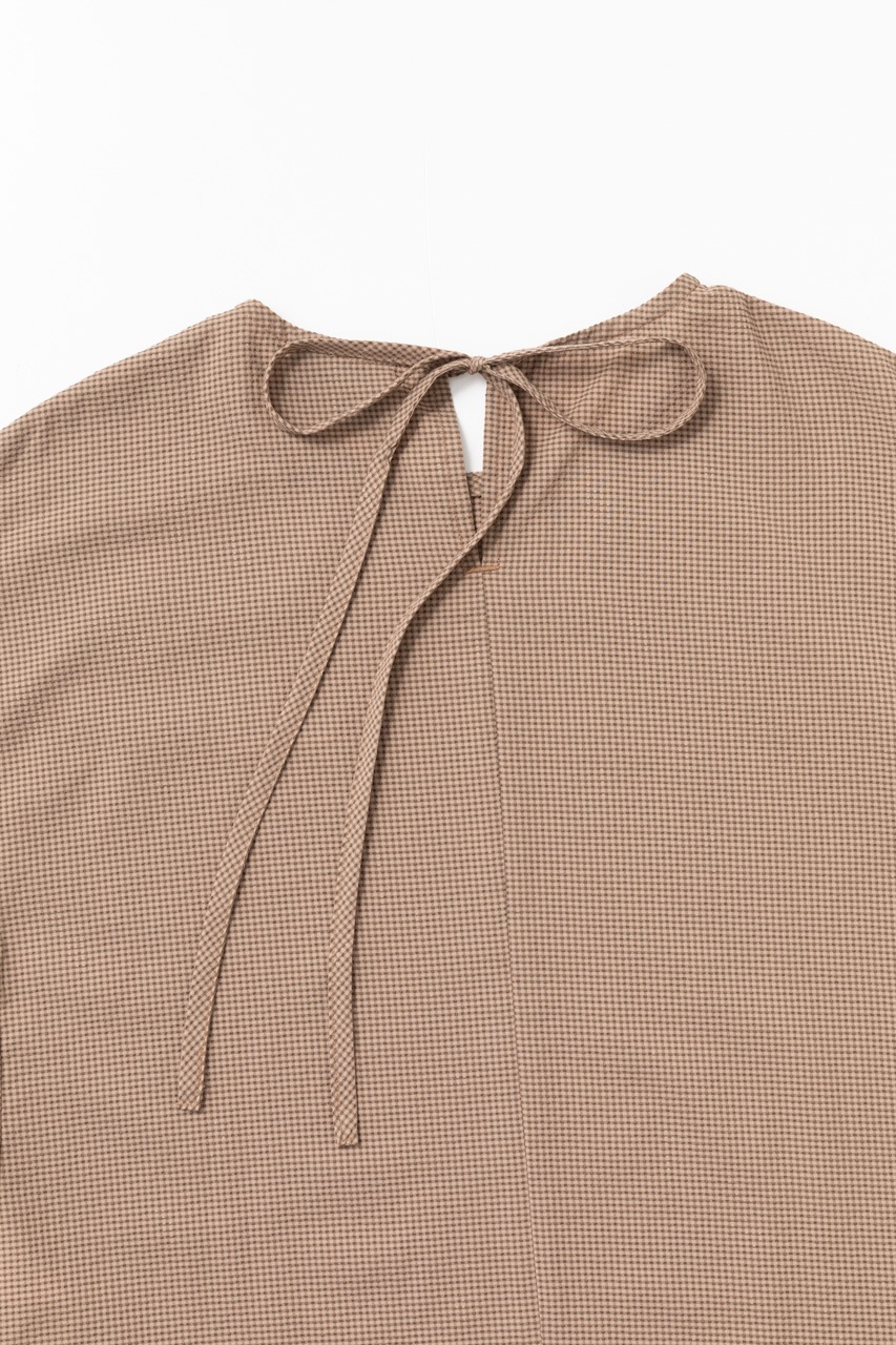 [L's]FRENCH SLEEVE OP HIGH AIR PERMEABILITY CHECK/フレンチスリーブ ワンピース