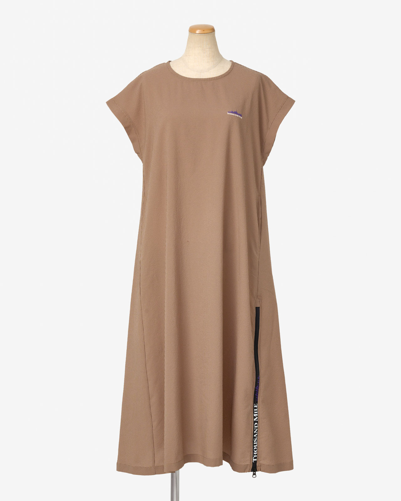 [L's]FRENCH SLEEVE OP HIGH AIR PERMEABILITY CHECK/フレンチスリーブ ワンピース