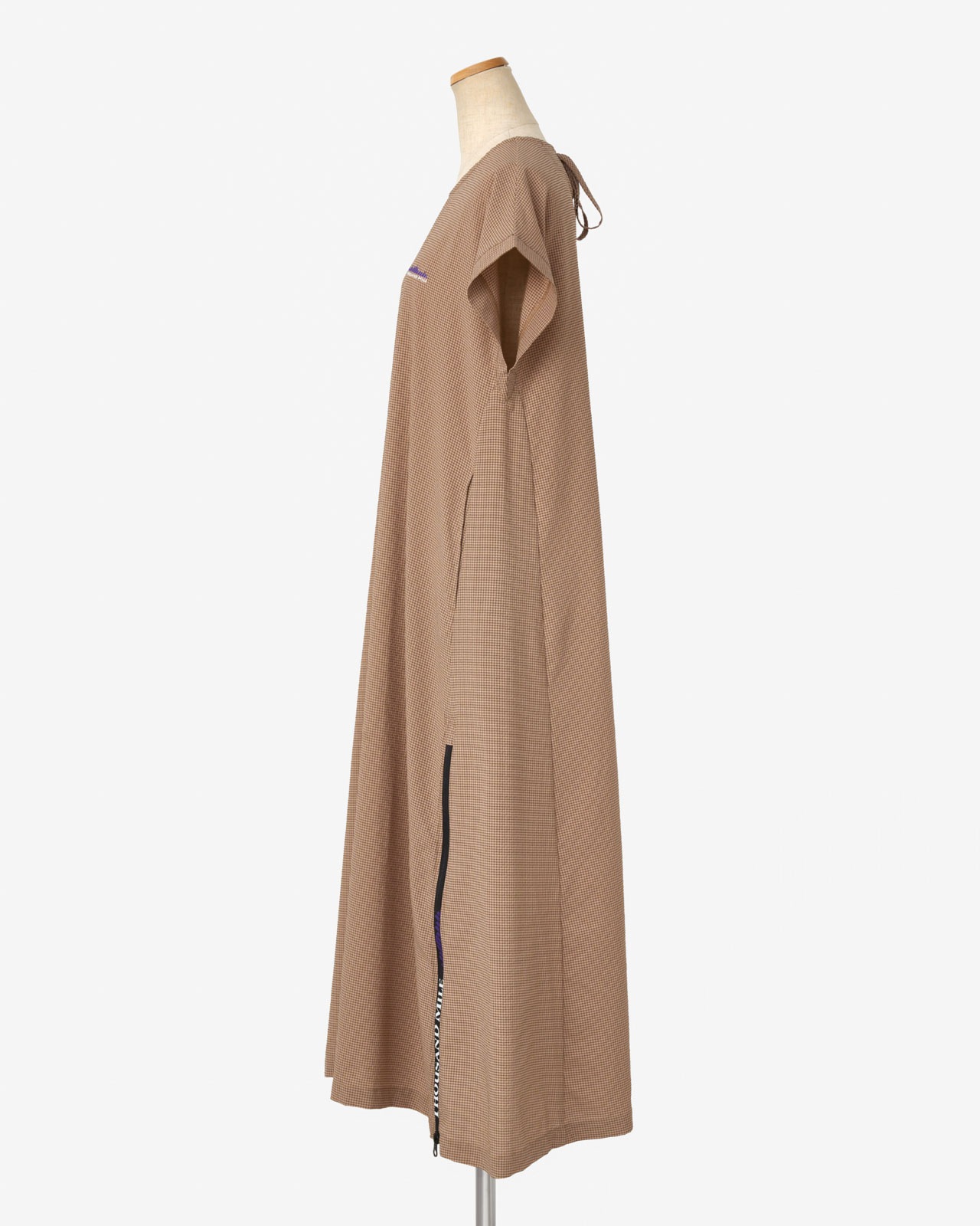 [L's]FRENCH SLEEVE OP HIGH AIR PERMEABILITY CHECK/フレンチスリーブ ワンピース