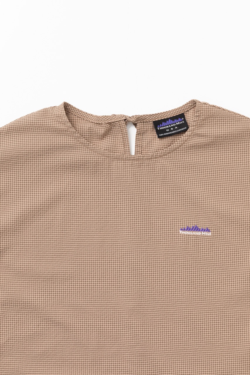 [L's]FRENCH SLEEVE OP HIGH AIR PERMEABILITY CHECK/フレンチスリーブ ワンピース