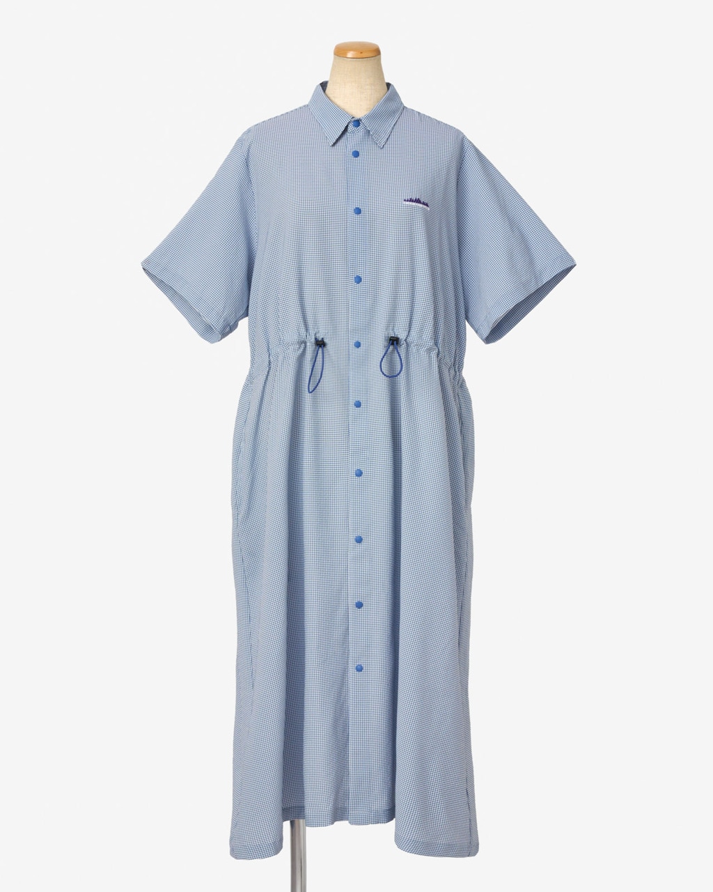 [L's]SHORT SLEEVE SNAP OP HIGH AIR PERMEABILITY CHECK/ショートスリーブスナップワンピース