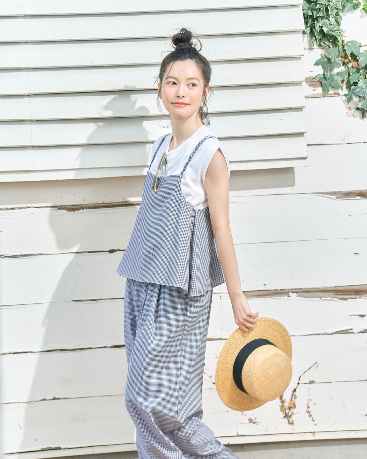 L's]CAMISOLE SALOPETTE HIGH AIR PERMEABILITY CHECK/キャミソール
