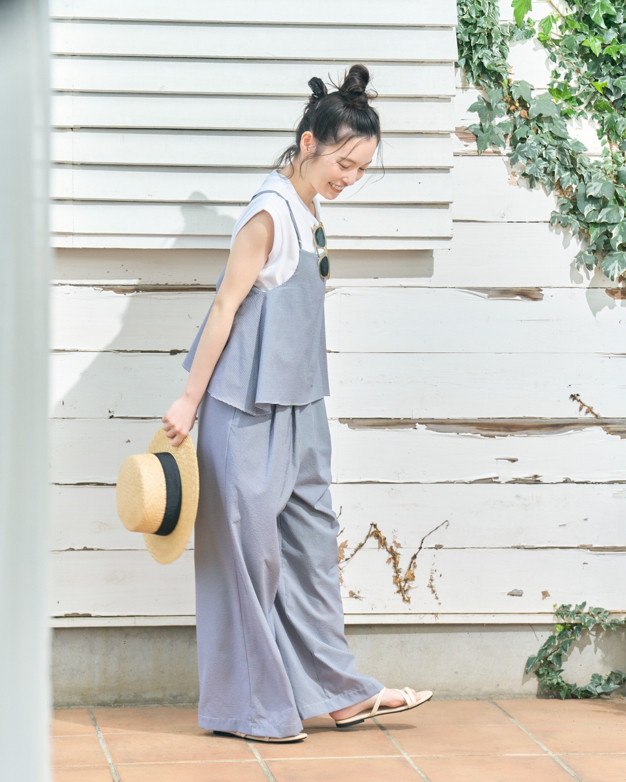 L's]CAMISOLE SALOPETTE HIGH AIR PERMEABILITY CHECK/キャミソール