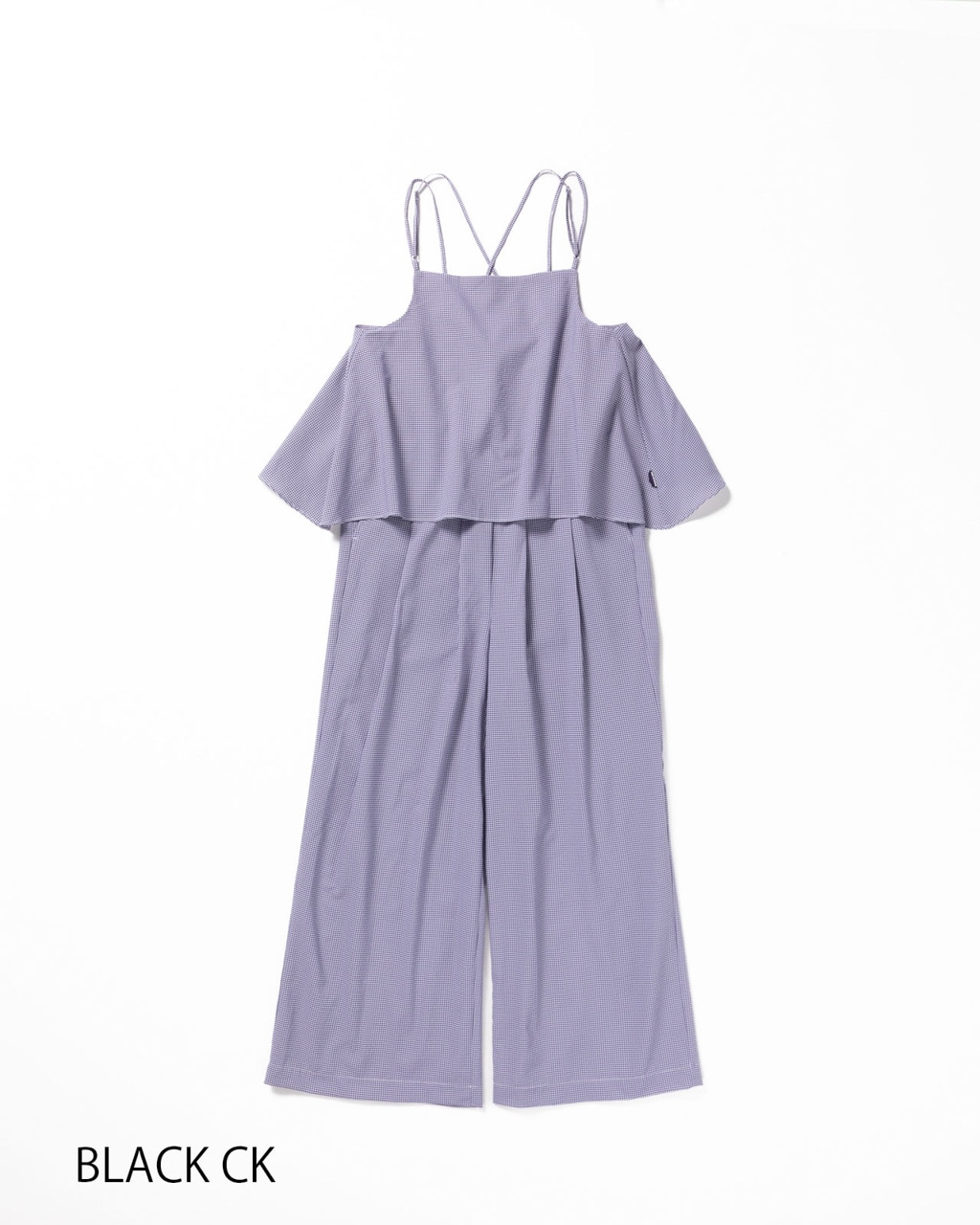 [L's]CAMISOLE SALOPETTE HIGH AIR PERMEABILITY CHECK/キャミソールサロペット