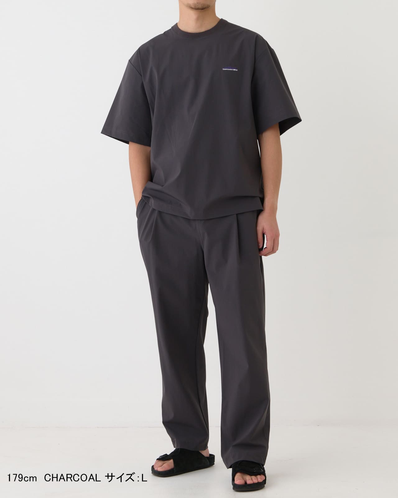 【M's】SHORT SLEEVE T-SHIRT & LONG PANTS SET NYLON・POLYURETHANE/ショートスリーブ Tシャツ＆ロングパンツ セット ナイロン・ポリウレタン