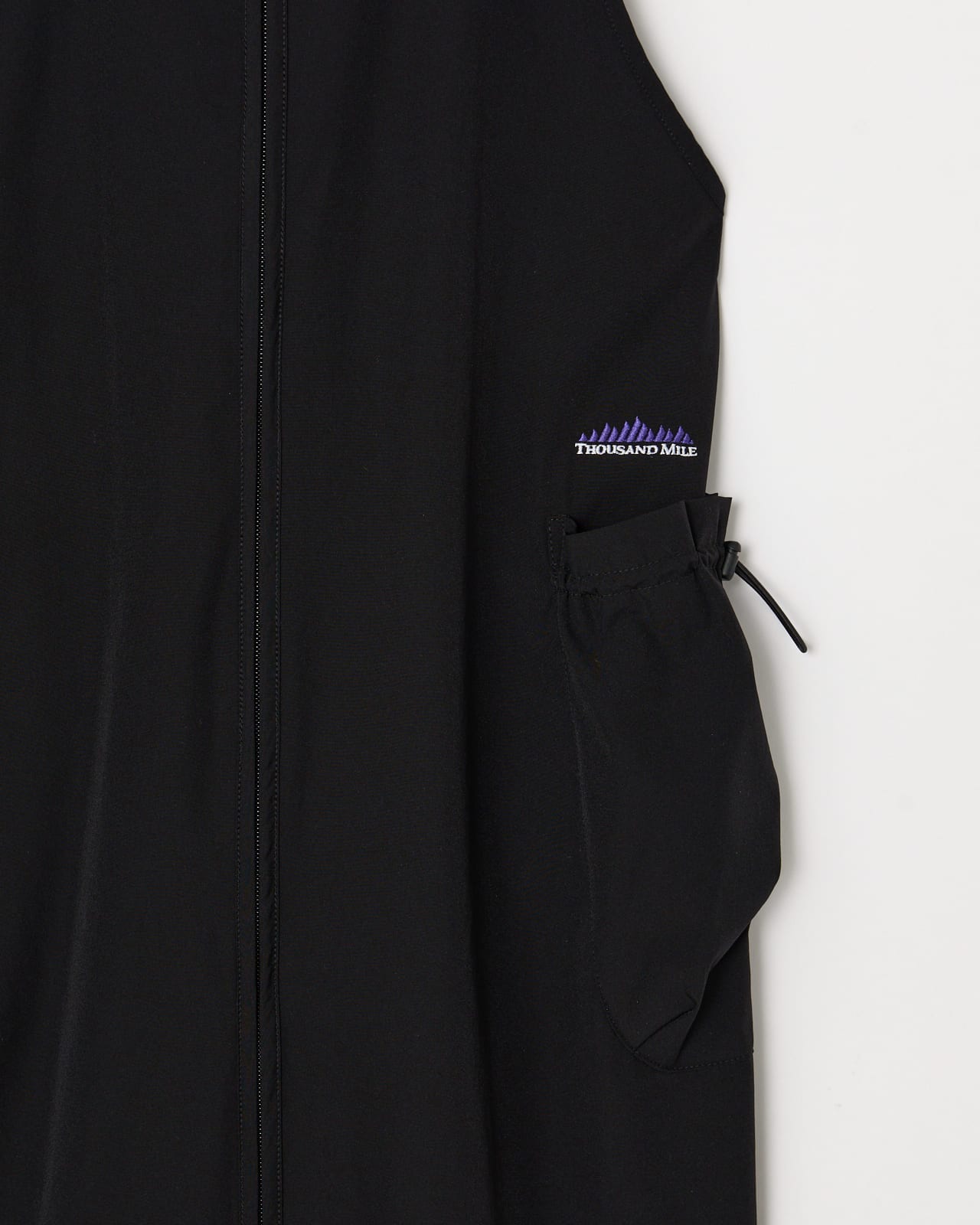 新品　THOUSAND MILE フロントジップ　サロペット　ワンピース　黒 L's】FRONT ZIP SALOPETTE OP NYLON・POLYURETHANE/フロント