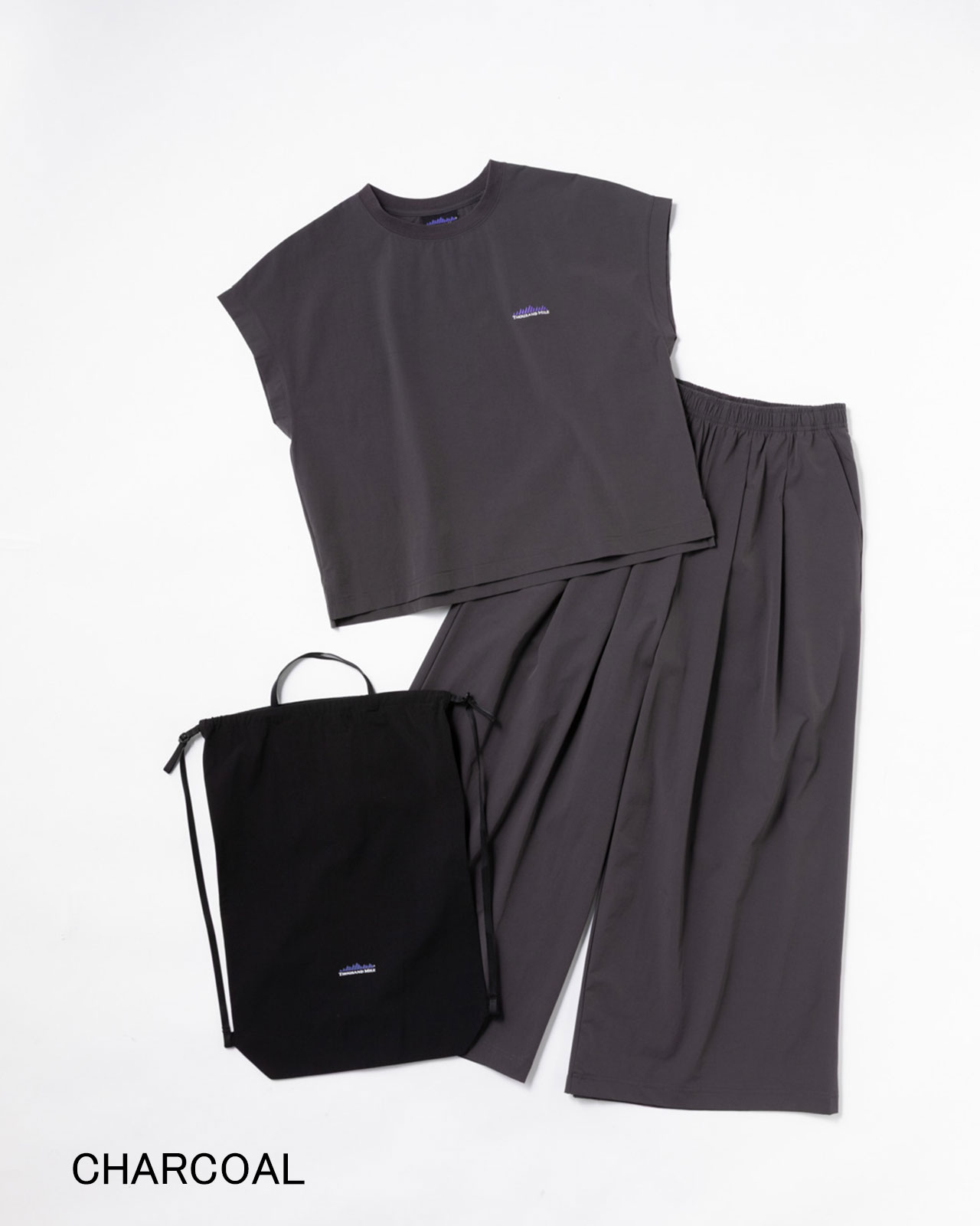 L's]FRENCH SLEEVE SHIRT & LONG PANTS SET NY/PU/フレンチスリーブ