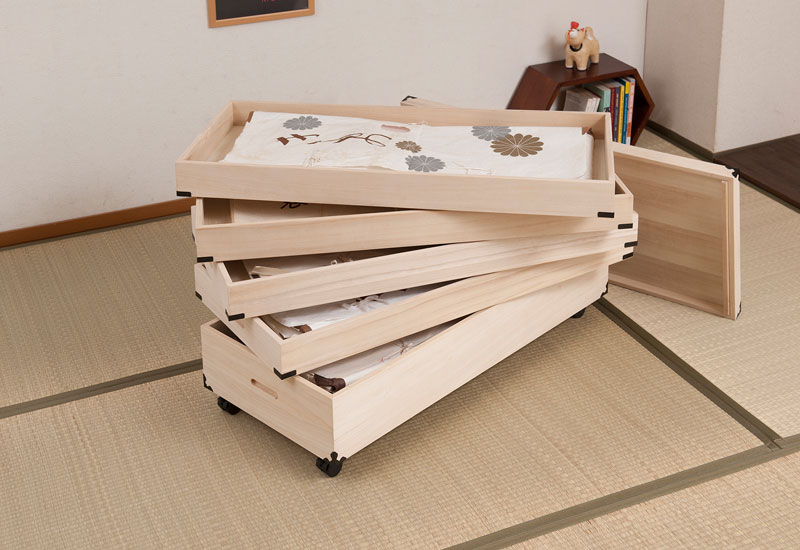 キャスター付き桐衣装箱 5段 高さ54 隅金具付 | タンス・チェスト