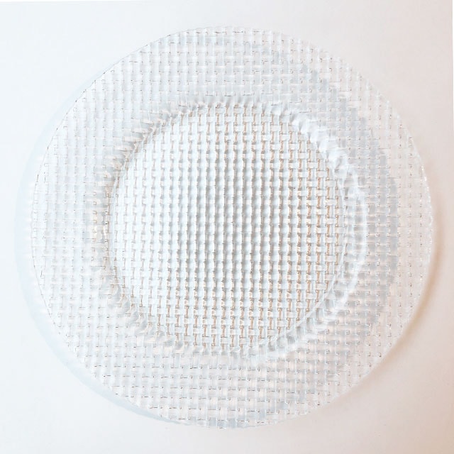 トルコ製　バスケット柄ガラスプレート　21ｃｍ