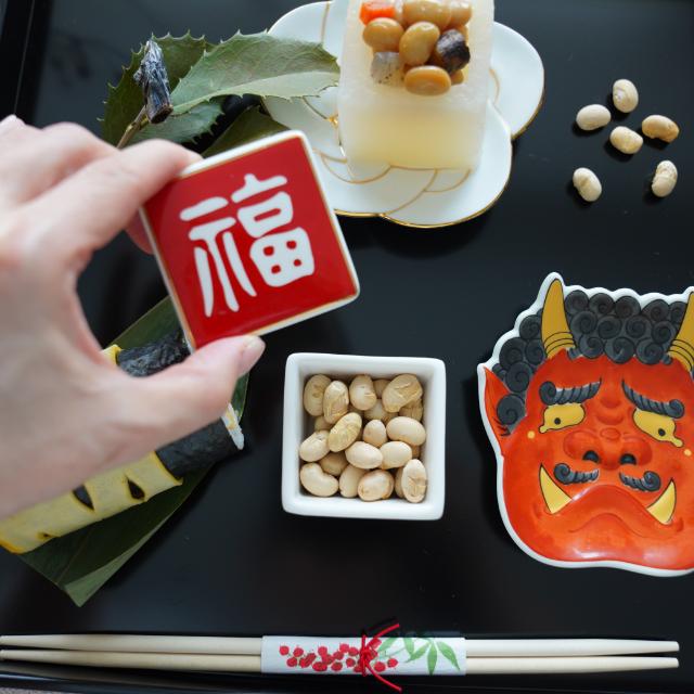 蓋付き　角型「福」珍味入