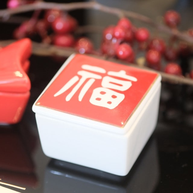 蓋付き　角型「福」珍味入