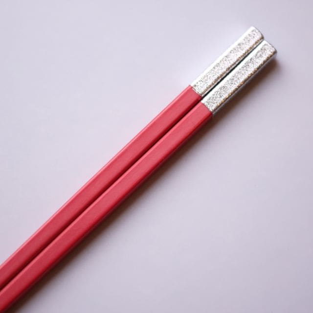 和洋中先丸箸 ２５cm　朱/銀