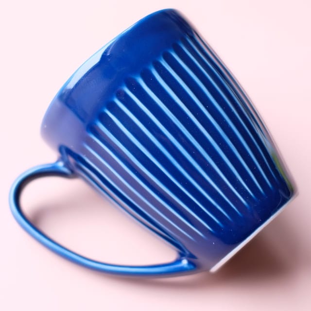 波佐見焼　ルリ釉　しのぎ　マグカップ